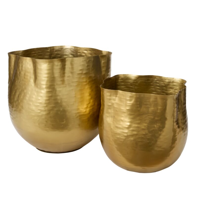 Gold Hammered Metal Pot - Thumbnail 5