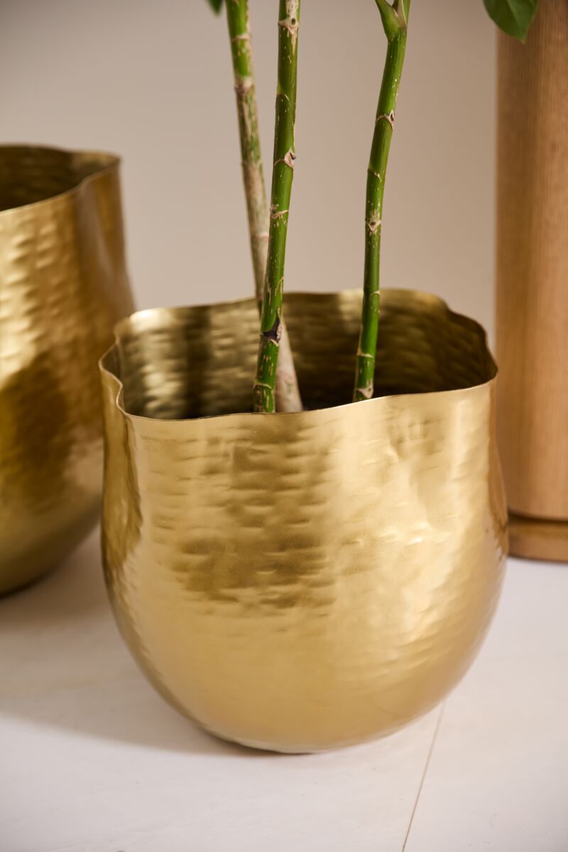 Gold Hammered Metal Pot - Thumbnail 3