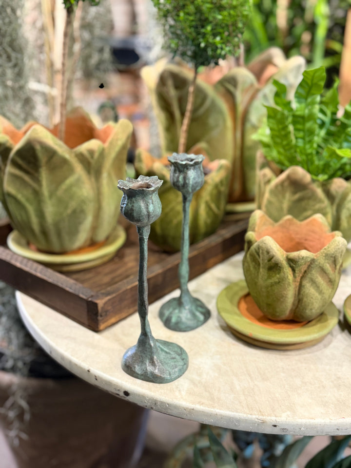 Bronze Poppy Candle Stick