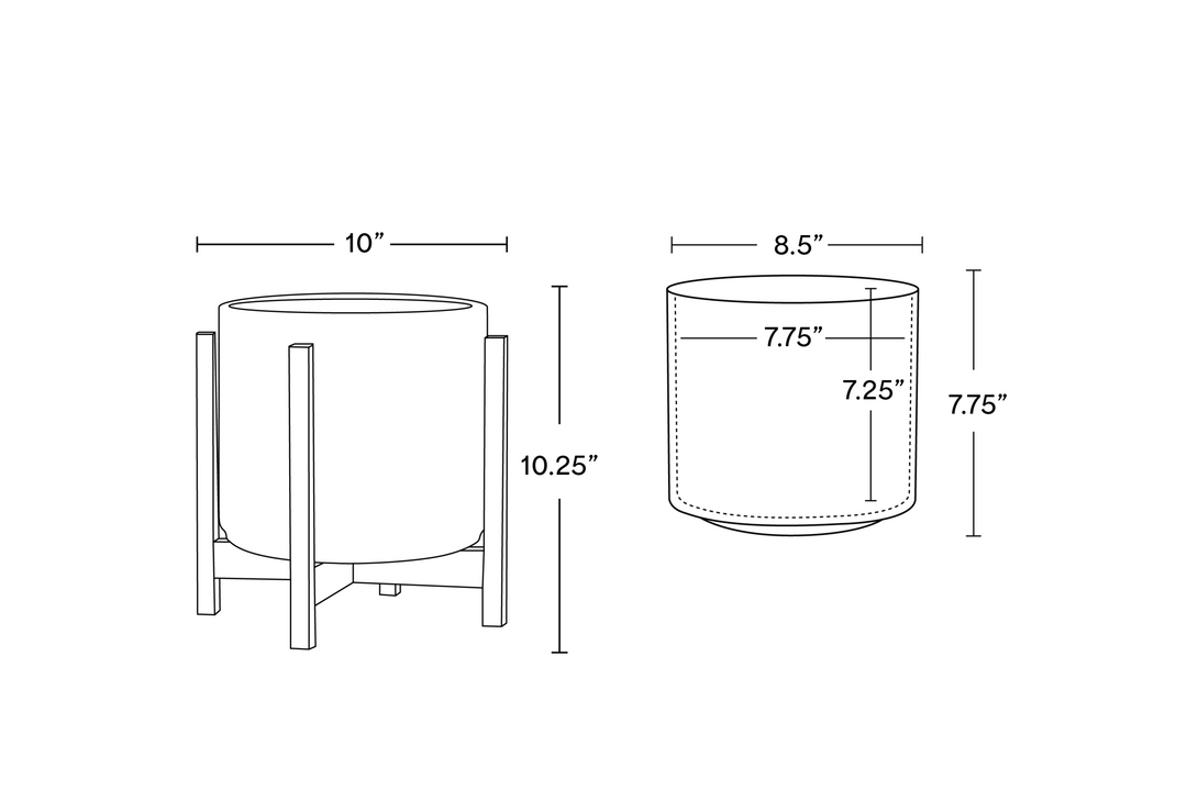 Solid Goods 8 Inch Ceramic Cylinder with Mahogany Stand